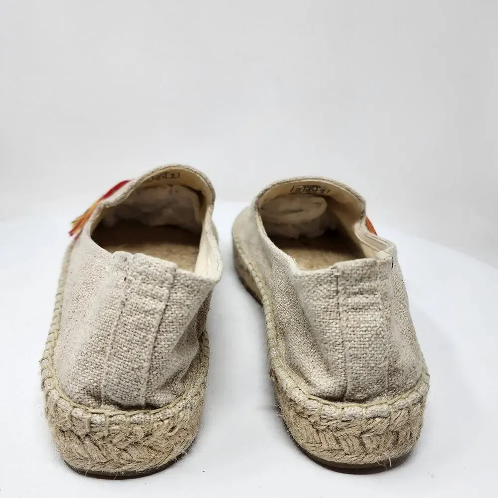 Soludos Rainbow Smoking Slipper Women 10 Cream Canvas Rainbow Espadrille